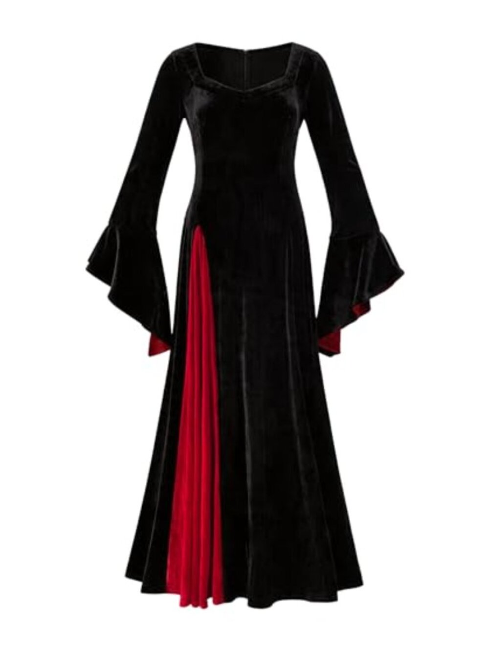 Velvet Gothic Maxi Dress Long Sleeve Halloween Witch Costume